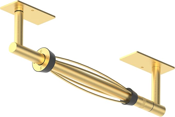 Paper Towel Holder Under Cabinet, Single Hand Operable Roll Holder with Damping Effect,No Drilling or Wall Mounted SUS304 Stainless Steel for Kitchen Bathroom (Brushed Gold)