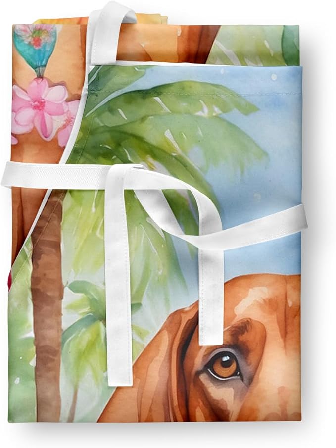 Caroline's Treasures Redbone Coonhound Luau Apron Cooking Kitchen Server Baking Crafts Gardening for Adult Women Men, Unisex, Large, Multicolor