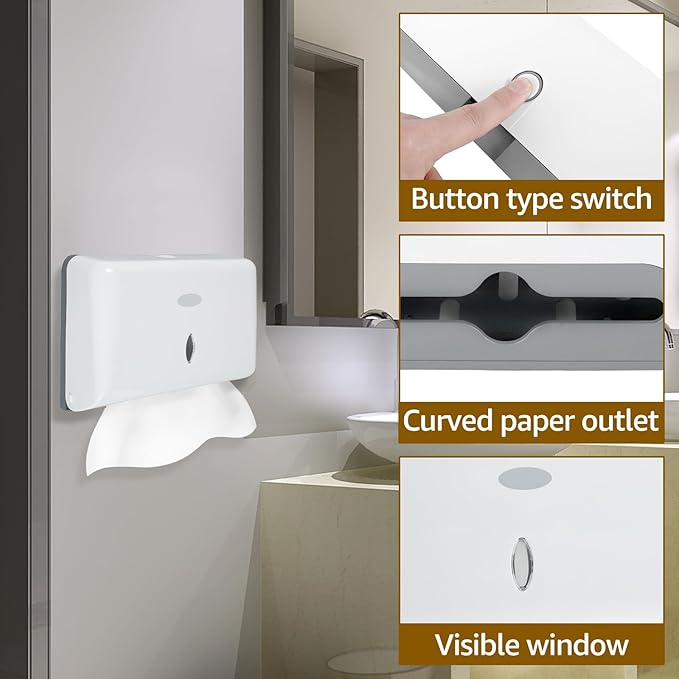 Paper Towel Dispenser, Wall Mount Commercial Toilet Tissue Dispenser, C-Fold/Multifold Paper Towel Holder, White