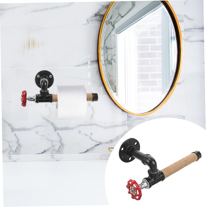 DOITOOL Industrial Style Wall-Mounted Paper Towel Holder Vintage Iron Pipe Tissue Dispenser for Kitchen and Bathroom Sturdy Stainless Steel Easy Installation