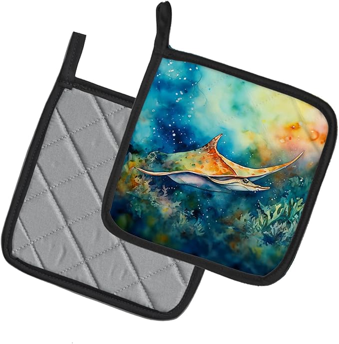 Caroline's Treasures Sting Ray Pair of Pot Holders Kitchen Heat Resistant Pot Holders Sets Oven Hot Pads for Cooking Baking BBQ, 7 1/2 x 7 1/2