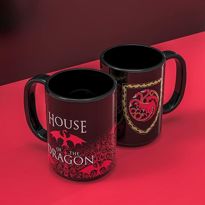 Zak Designs House of the Dragon Unique Color Change Ceramic Coffee Mug for Hot Drinks, Collectible Keepsake (15 oz, Targaryen)