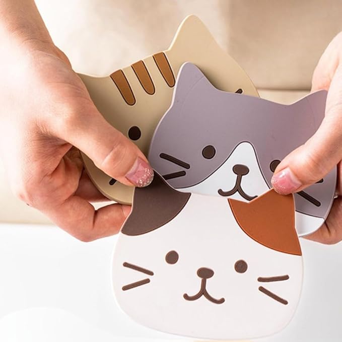 Set of 5 Adorable Cat Silicone Kitchen Appliance Covers - Heat-Resistant, Non-Slip Protectors for Coffee Makers, Toasters, Blenders, Stylish Home Decor Gift for Cat Lovers (10x8cm, Assorted Designs)