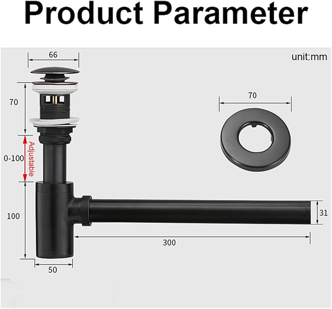 Water Filter, Bathroom Basin Bottle Trap Drain Gold Modern Sink Pop Up Filter Fixture Stopper Set Washbasin Siphon Hose Accessory Renovation Jingxin(Drain Chrome No Hole)