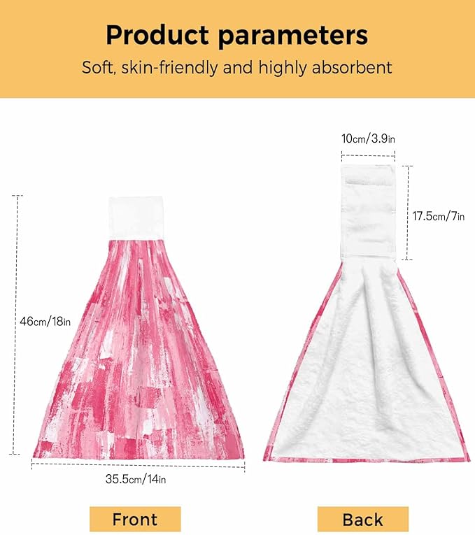 Alandar Home Kitchen Tie Towel Set of 1, Modern Pink Painting Texture Absorbent Soft Hand Towels for Bathroom Hanging Towels, Abstract Graffiti Art Fast Drying Cleaning Cloth with Loop