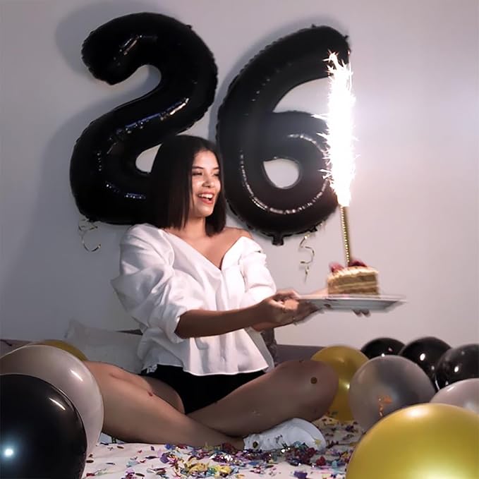 40 Inch 2026 Pack of 4 Black Big Helium Foil Balloon Numbers Large Mylar Number for Christmas New Year's Eve Party Graduation Birthday