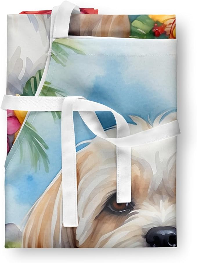 Caroline's Treasures Lhasa Apso Luau Apron Cooking Kitchen Server Baking Crafts Gardening for Adult Women Men, Unisex, Large, Multicolor