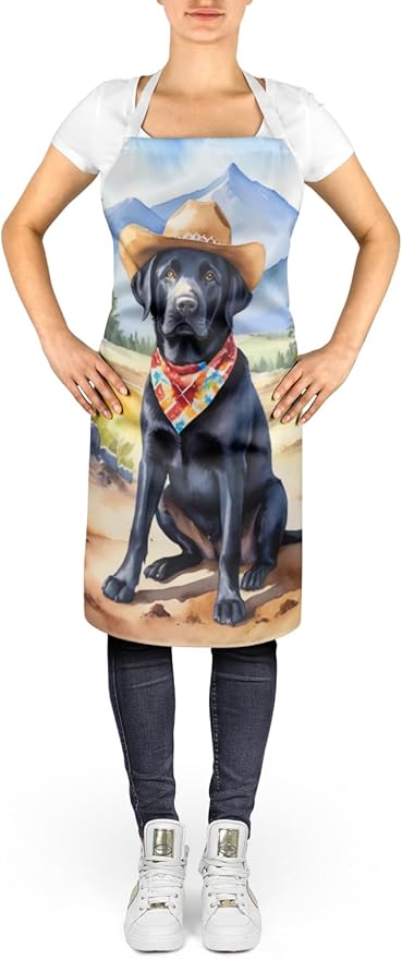 Caroline's Treasures Labrador Retriever Cowboy Welcome Apron Cooking Kitchen Server Baking Crafts Gardening for Adult Women Men, Unisex, Large, Multicolor