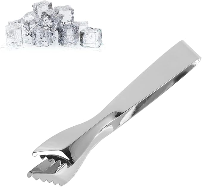 Ice Tongs Food Grade Thicken Stainless Steel Prevents Slipping Sugar Food Tweezers for Home Kitchen Bar Mirror Ice Bucket Party Coffee Bar (Mirror)