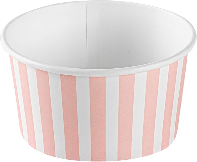 Coppetta 8-Ounce Dessert Cups, 50 Disposable Ice Cream Cups - Lids Sold Separately, Sturdy, Pink And White Paper FroYo Bowls, For Hot And Cold Foods, Perfect For Gelato Or Mousse - Restaurantware
