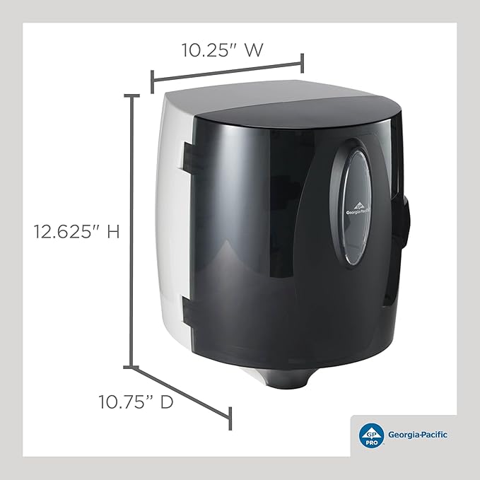 Universal Centerpull Paper Towel and Wiper Dispenser by GP PRO (Georgia-Pacific), Black, 54050, 10.25” W x 10.75” D x 12.625” H, 1 Dispenser