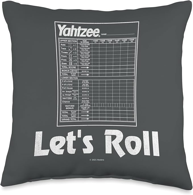 Yahtzee Score Sheet Let's Roll Throw Pillow
