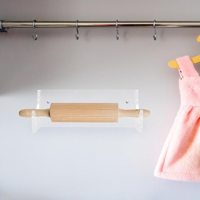 Operitacx 2pcs Wall-mounted Rolling Pin Storage Racks Kitchen Rolling Pin Holders Space-saving Organizer for Kitchen Storage and Display