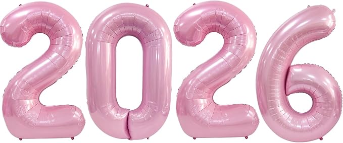 2026 Pink Foil Number Balloons for 2026 New Year Eve Festival Party Supplies Graduation Decorations