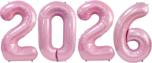 2026 Pink Foil Number Balloons for 2026 New Year Eve Festival Party Supplies Graduation Decorations