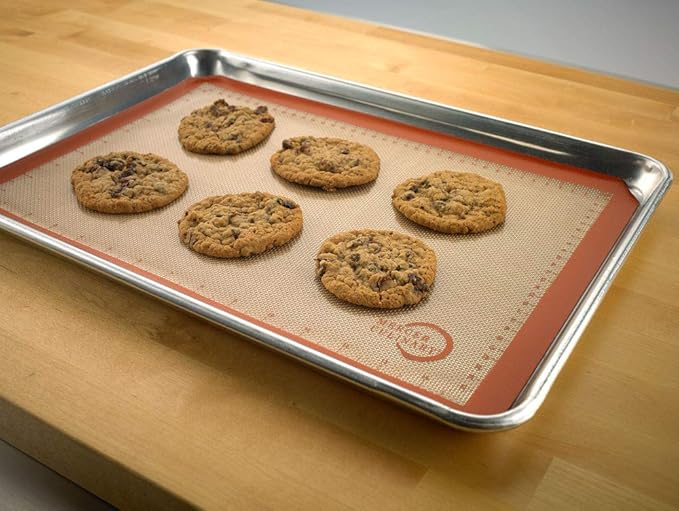 Mercer Culinary Silicone Bake Mat, Half Size, 11 7/8-Inch by 16 1/2-Inch, Orange border
