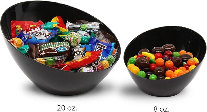 Party Essentials N088417 Disposable Hard Plastic Contemporary Angle Bowl, 8-Count, 8 oz. Black