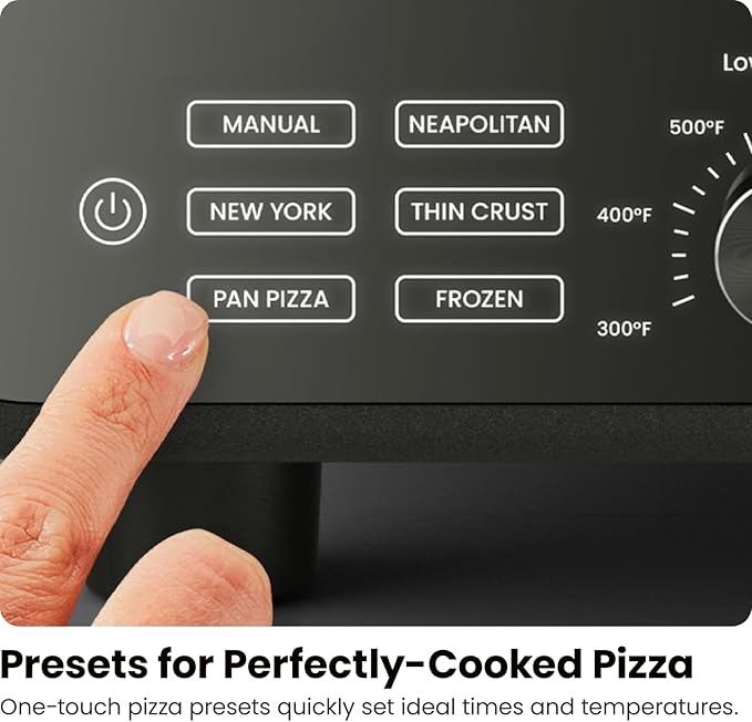 CHEFMAN Indoor Pizza Oven - Makes 12 Inch Pizzas in Minutes, Heats up to 800°F - Countertop Electric Maker with 5 Touchscreen Presets, Pizza Stone and Peel Included - Stainless Black