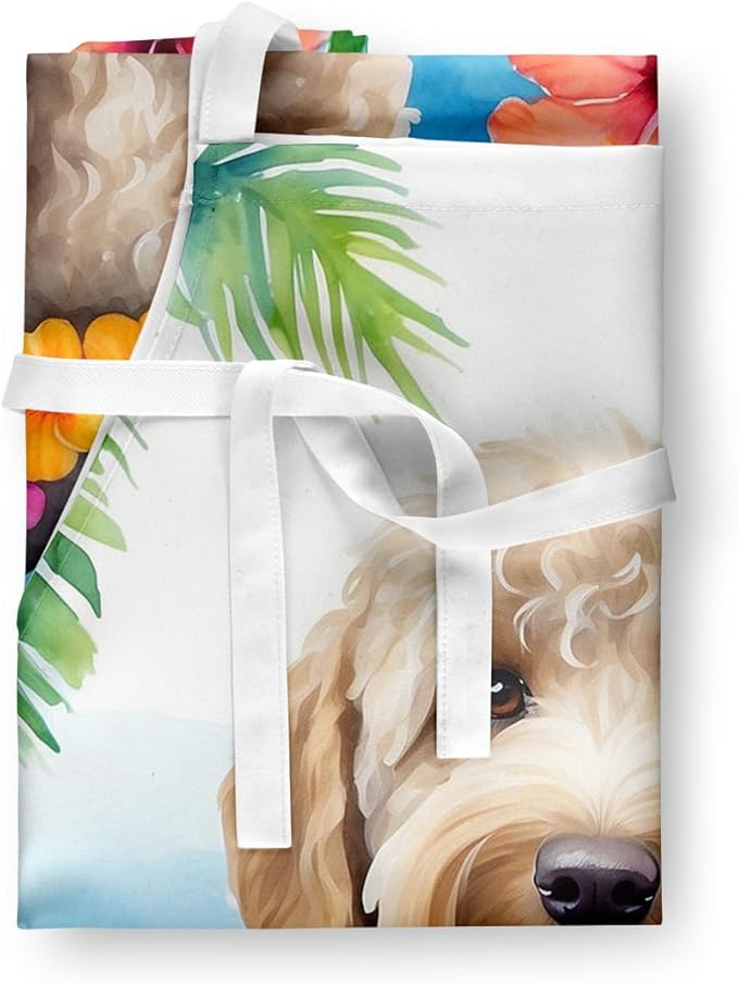 Caroline's Treasures Labradoodle Luau Apron Cooking Kitchen Server Baking Crafts Gardening for Adult Women Men, Unisex, Large, Multicolor