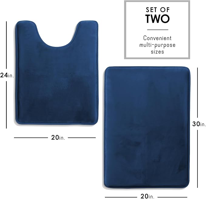 Clara Clark Bathroom Rugs, Velvet Memory Foam Bath Mat, Non-Slip Bath Rugs, Machine Wash, Dries Quickly, Ultra Soft Plush Bath Mats for Bathroom,