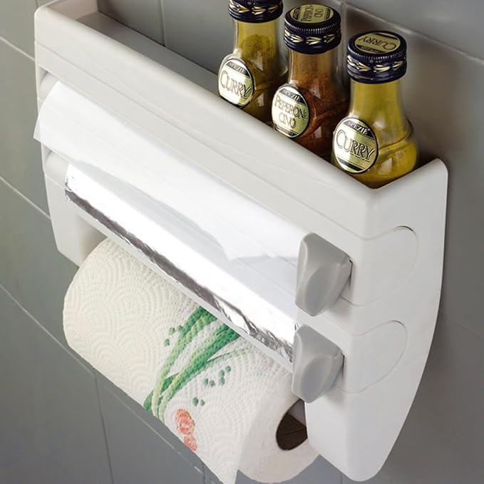 Metaltex 254410 Roll-n-Roll 4-in-1 Kitchen Roll Holder Dispenser, White, 39 x 10 x 25 cm.