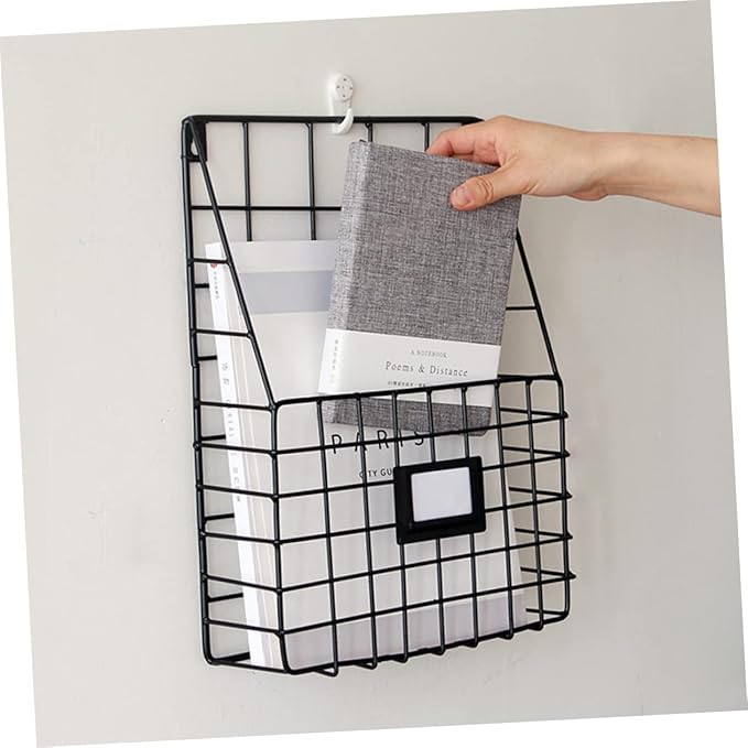 Cabilock Hanging Book Holder Metal Book Basket Wall Mount Storage Magazine Holder Wall Newspaper Rack