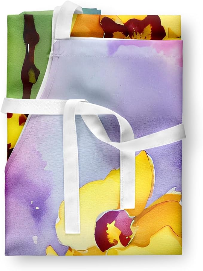 Caroline's Treasures Orchids in Watercolor Apron Cooking Kitchen Server Baking Crafts Gardening for Adult Women Men, Unisex, Large, Multicolor