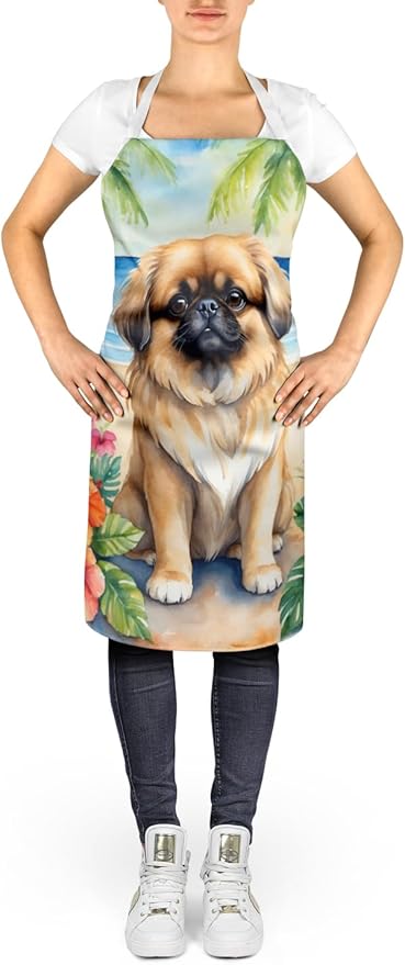 Caroline's Treasures Pekingese Luau Apron Cooking Kitchen Server Baking Crafts Gardening for Adult Women Men, Unisex, Large, Multicolor