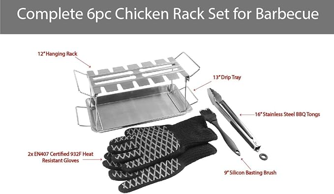 Chicken 12 Leg Hanger with 5-Pc. Grilling Essentials Kit