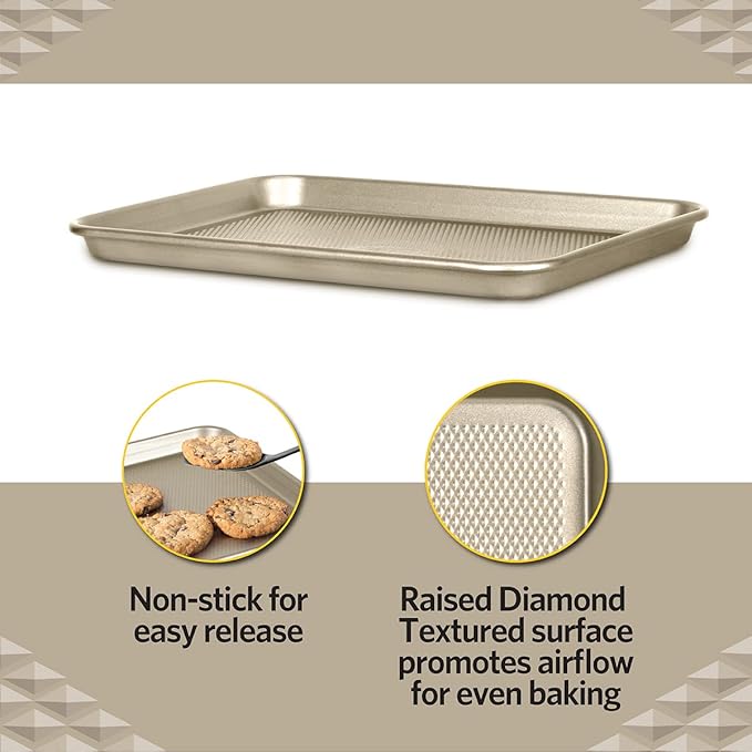 Glad Premium Nonstick Cookie Sheet - Heavy Duty Baking Pan with Raised Diamond Texture, Medium