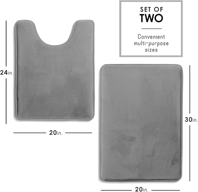 Clara Clark Bathroom Rugs, Velvet Memory Foam Bath Mat, Non-Slip Bath Rugs, Machine Wash, Dries Quickly, Ultra Soft Plush Bath Mats for Bathroom,