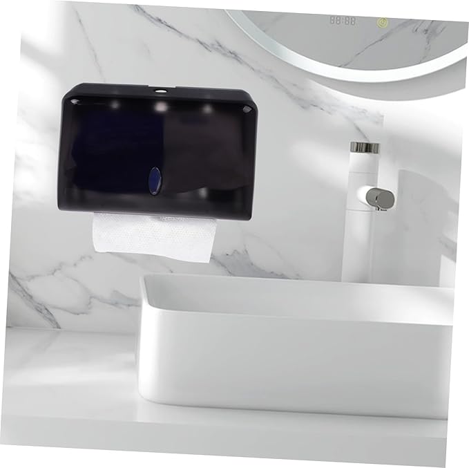 Cabilock Wall-Mounted Tissue Dispenser for Bathroom and Kitchen No Drilling Paper Towel Holder Storage Box Sturdy Plastic Suitable for Home and Commercial Use