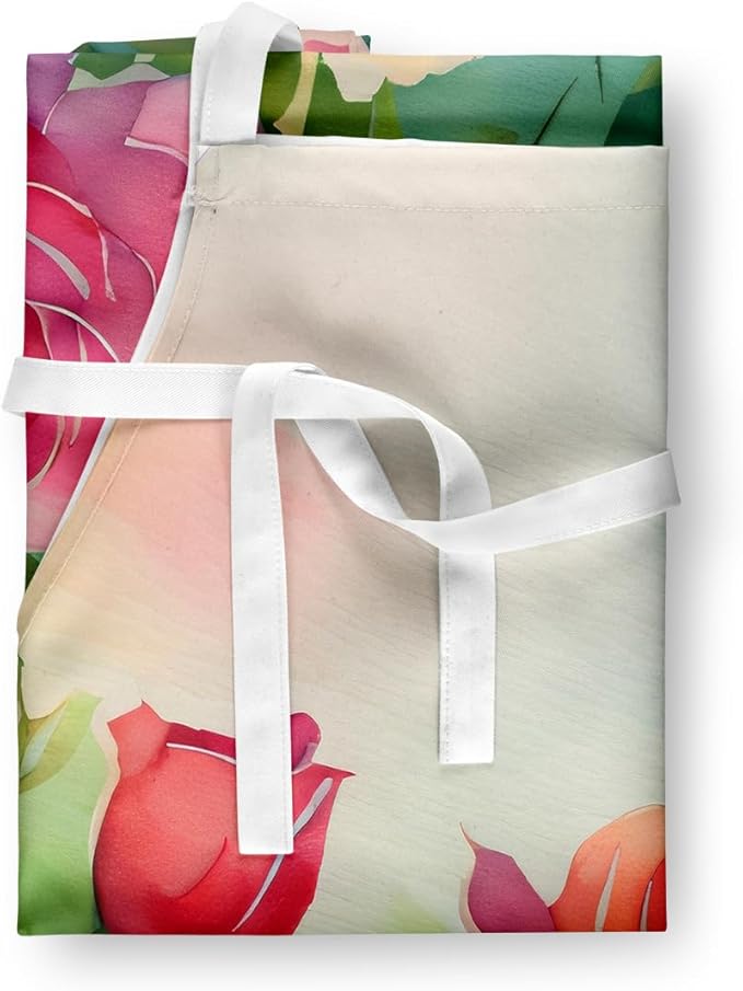 Caroline's Treasures Roses in Watercolor Apron Cooking Kitchen Server Baking Crafts Gardening for Adult Women Men, Unisex, Large, Multicolor
