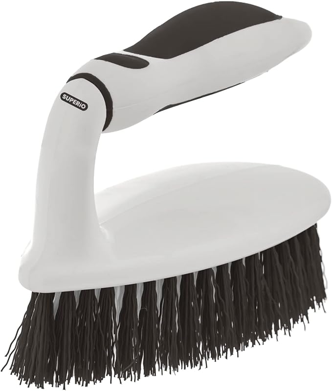 Superio Grout Brush, Dish Brush, Shower Scrubber Cleaning Brush, Stiff Bristles, Comfort Grip Handle, Grey Brush Cleaner for Kitchen, Bathroom, Shower, Sink, Toilet- Vegatable Brush, Carpet Scrubber