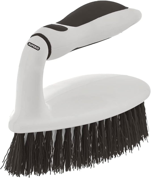 Superio Grout Brush, Dish Brush, Shower Scrubber Cleaning Brush, Stiff Bristles, Comfort Grip Handle, Grey Brush Cleaner for Kitchen, Bathroom, Shower, Sink, Toilet- Vegatable Brush, Carpet Scrubber