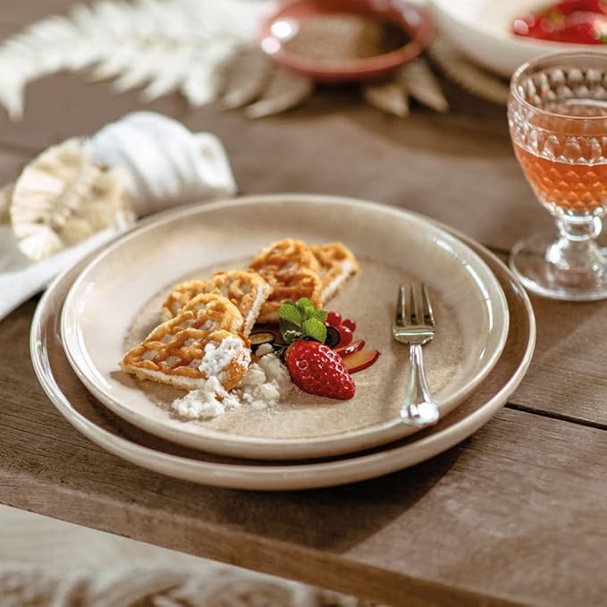 like. by Villeroy & Boch Perlemor Sand Dinner Plate, Premium Porcelain, Made in Germany, Dishwasher and Microwave Safe, 10.5x1 in