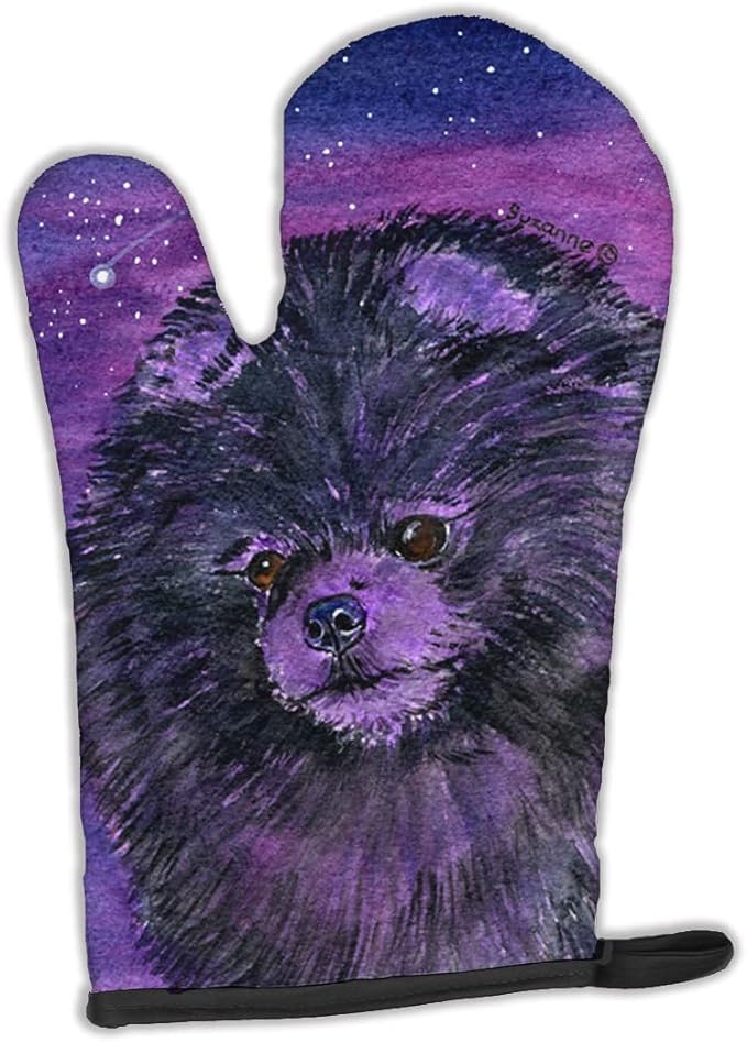 Caroline's Treasures SS8501OVMT Starry Night Pomeranian Oven Mitt Heat Resistant Thick Oven Mitt for Hot Pans and Oven, Kitchen Mitt Protect Hands, Cooking Baking Glove