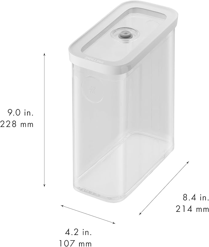 ZWILLING Fresh & Save CUBE Storage Organizer, 3M, 3-qt, Pantry Organizers and Storage, Plastic, BPA-Free Airtight Dry Food Storage Container for Storing Cereal and more, Medium X-Tall, Clear