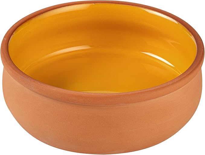 Restaurantware-Terra Tek 17 Ounce Terracotta Cazuelas, 2 Yellow Glazed Clay Pots For Cooking - Oven-Ready, Microwavable, Terracotta Serving Pots, Dishwashable, For Cooking And Serving