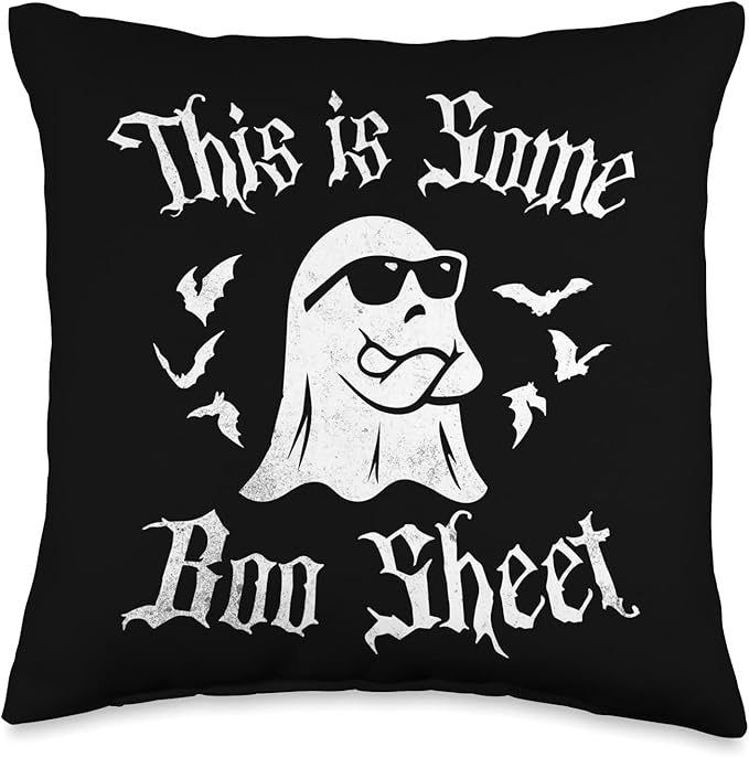 This is Boo Sheet Novelty by Ryan Co. Halloween This is Some Boo Sheet Ghost Costume Men Women Throw Pillow, 16x16, Multicolor