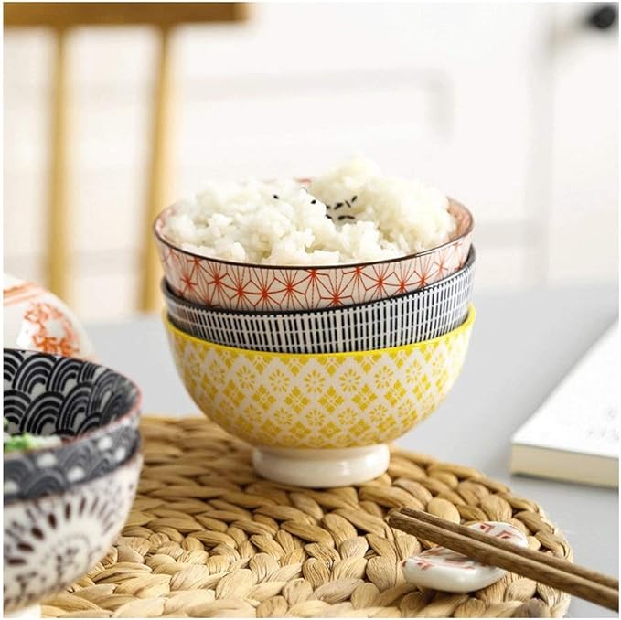 Bowls for Kitchen and Wind 4.5-inch Rice Bowl Ceramic Unglazed Anti-scalding Bowl European Simple Household Soup Bowl High-Legged (Color : K) (Medium)