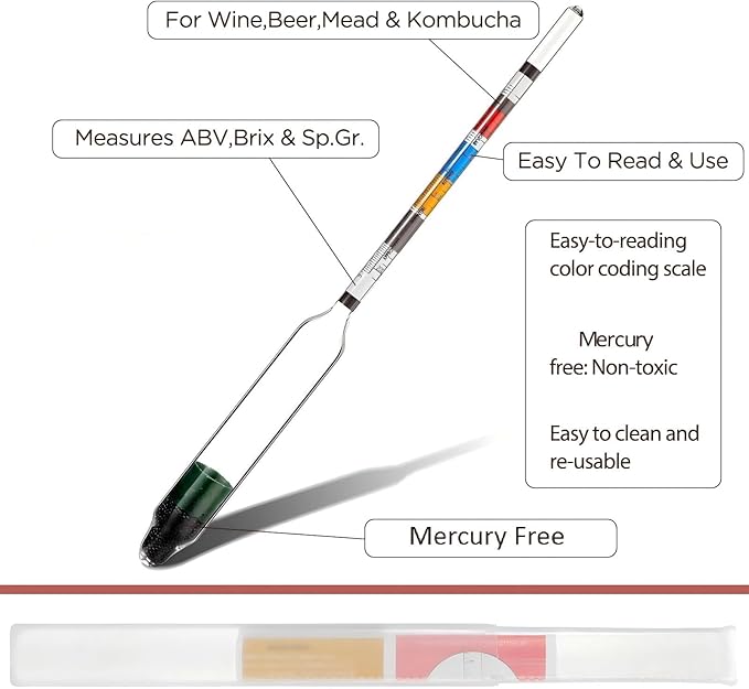 3 Packs Triple Scale Hydrometer with Cleaning Cloth for Wine Beer Mead Kombucha Brewer Elite Hydrometer Alcohol Measuring Tools Brewing Supplies Distilling Equipment for Home Tester