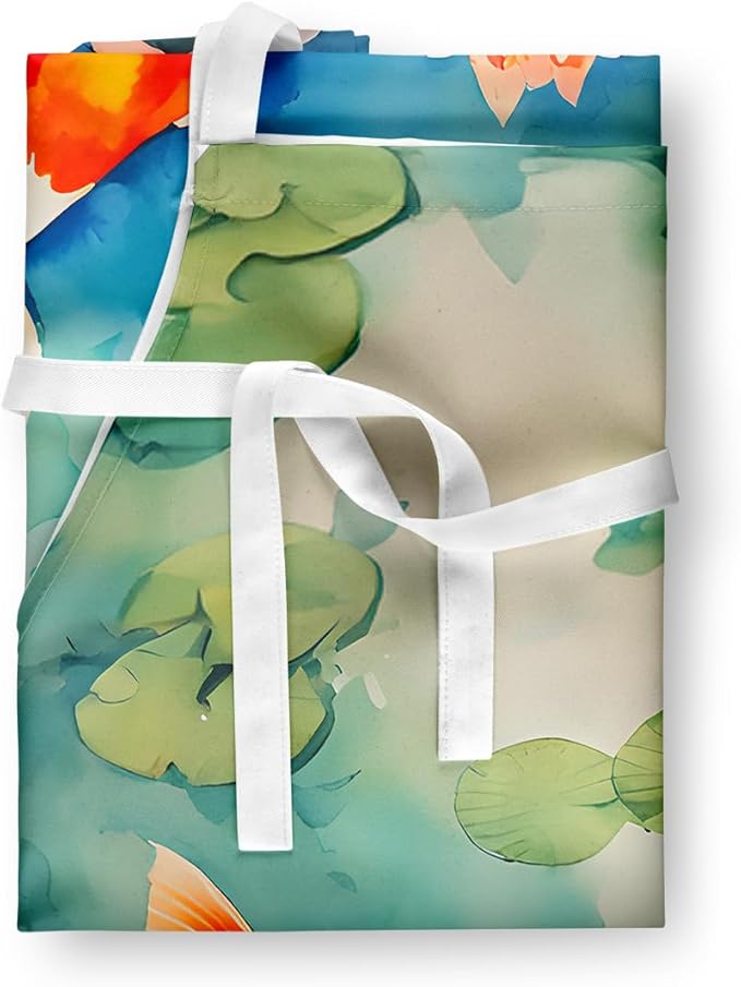 Caroline's Treasures Koi Fish Apron Cooking Kitchen Server Baking Crafts Gardening for Adult Women Men, Unisex, Large, Multicolor