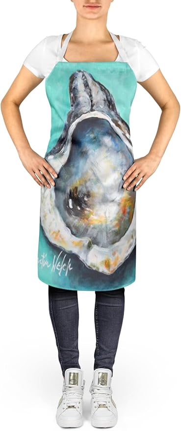 Caroline's Treasures Aqua Pearl Oyster Apron Cooking Kitchen Server Baking Crafts Gardening for Adult Women Men, Unisex, Large, Multicolor