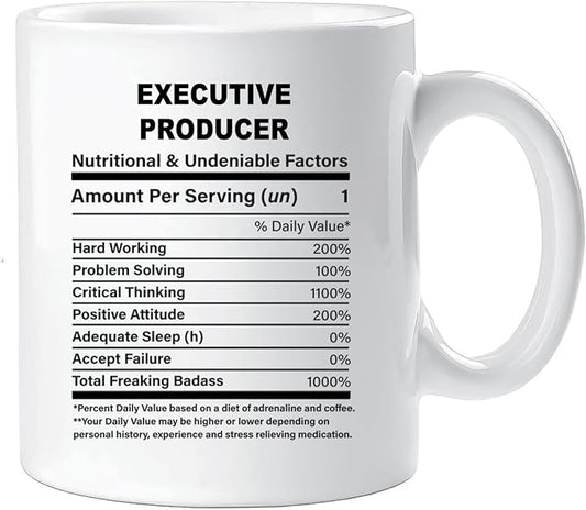 Funny Gift for Executive Producer, Executive Producer Nutrition Mug, Best Executive Producer Gift Ideas, Graduation, Funny Executive Producer Birthday Mug