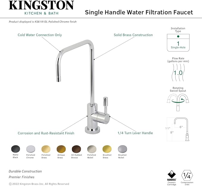Kingston Brass KS6191DL Concord Single-Handle Water Filtration Faucet, Polished Chrome