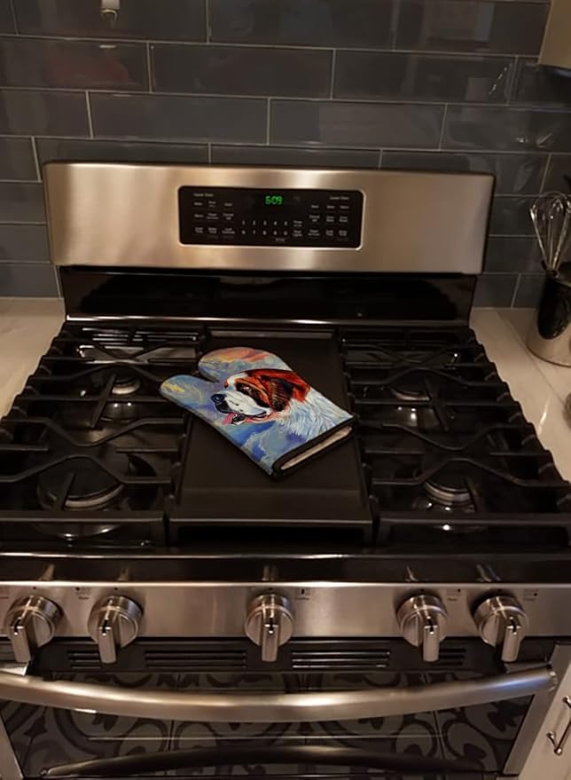 Caroline's Treasures 7085OVMT Saint Bernard Loyalty Oven Mitt Heat Resistant Thick Oven Mitt for Hot Pans and Oven, Kitchen Mitt Protect Hands, Cooking Baking Glove
