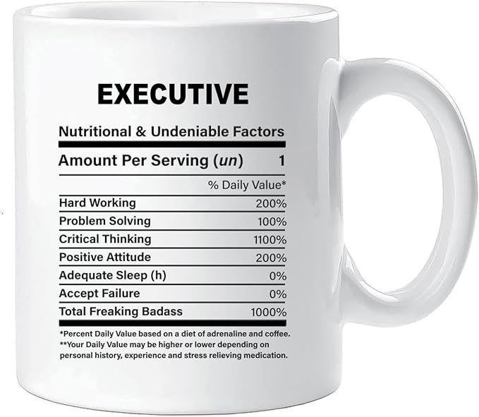 Funny Gift for Executive, Executive Nutrition Mug, Best Executive Gift Ideas, Graduation, Funny Executive Birthday Mug