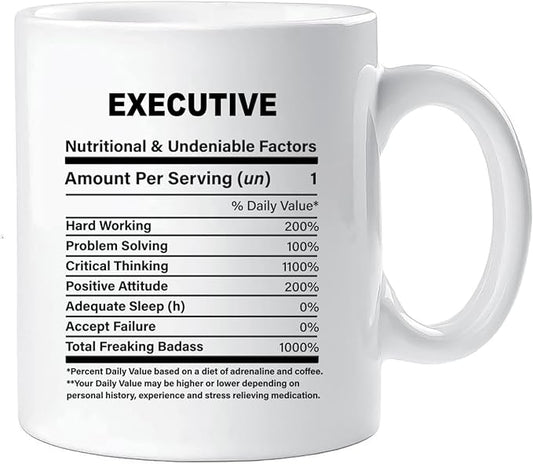 Funny Gift for Executive, Executive Nutrition Mug, Best Executive Gift Ideas, Graduation, Funny Executive Birthday Mug