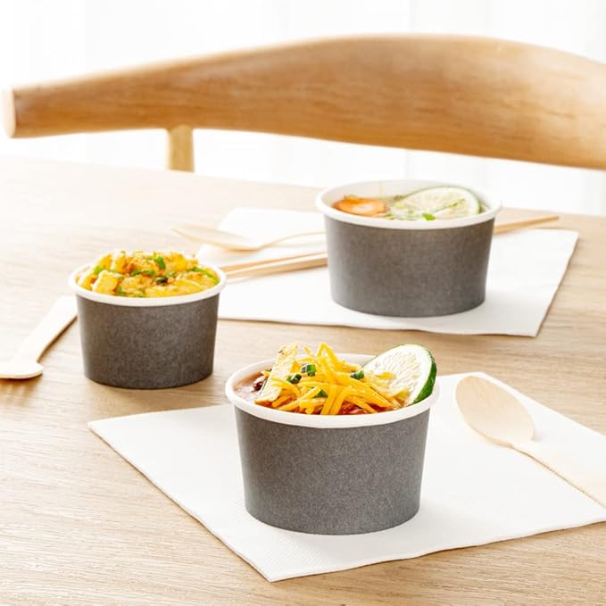 Coppetta 5-Ounce Dessert Cups, 50 Disposable Ice Cream Cups - Lids Sold Separately, Sturdy, Gray Paper Frozen Yogurt Bowls, For Hot And Cold Foods, Perfect For Gelato Or Mousse - Restaurantware